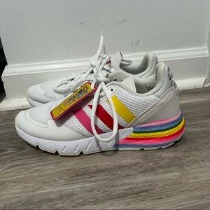 adidas Originals ZX 1K Boost Pride White Rainbow Men Unisex Casual Shoes